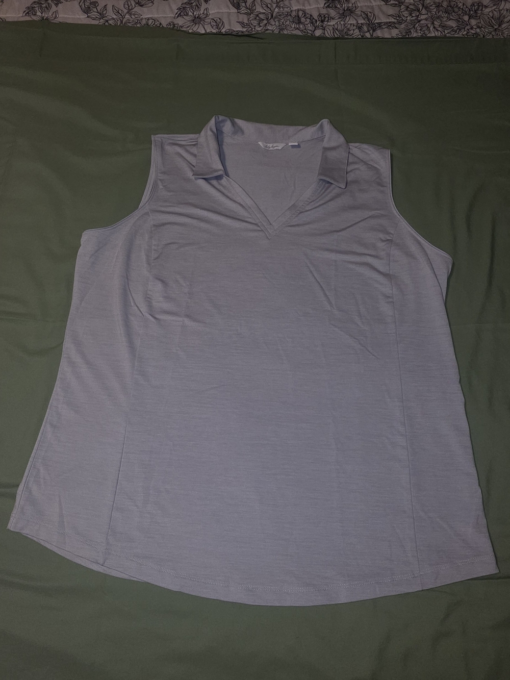 Lady Hagen Light Gray Heather Sleeveless Polo V-Neck Golf Top